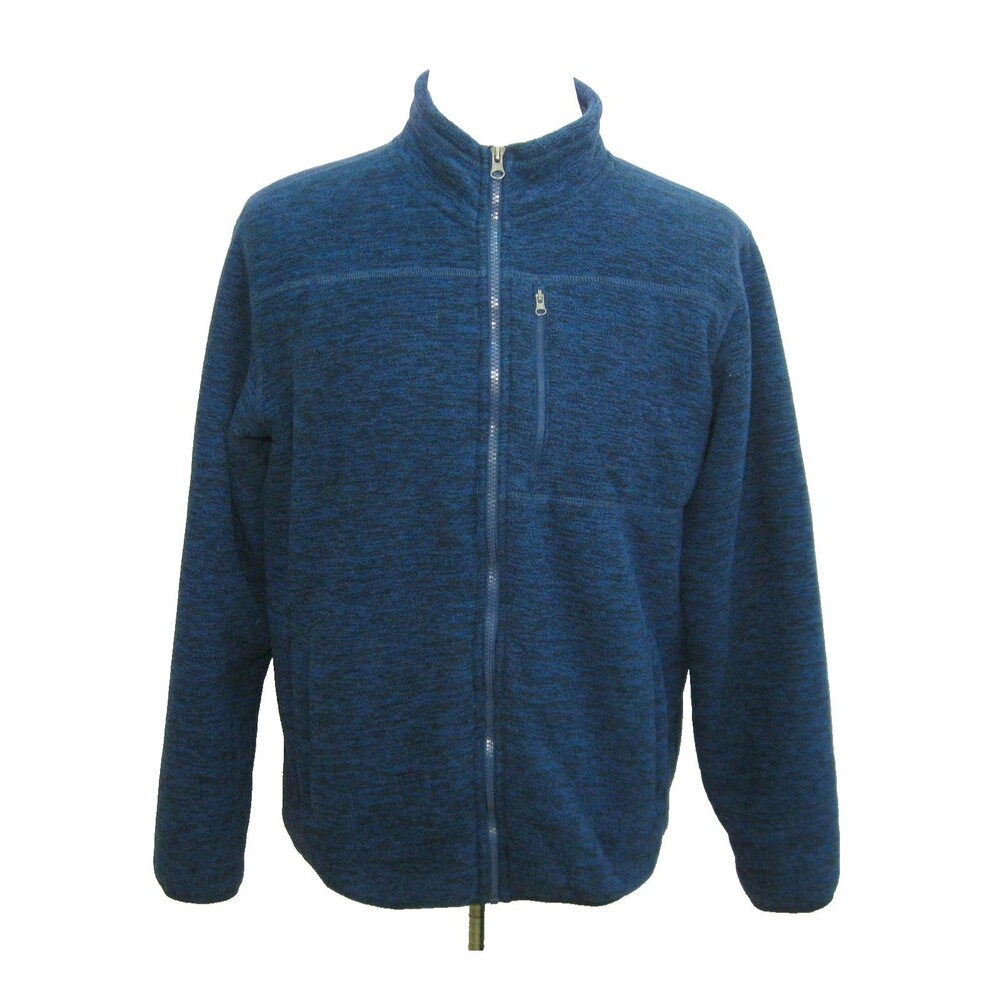 32 Degrees Fleece Jacket Mens Medium Blue Full Zip Coat 5 Pockets Warm Winter